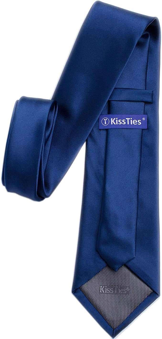 Solid Satin Tie Pure Color Necktie Mens Ties + Gift Box